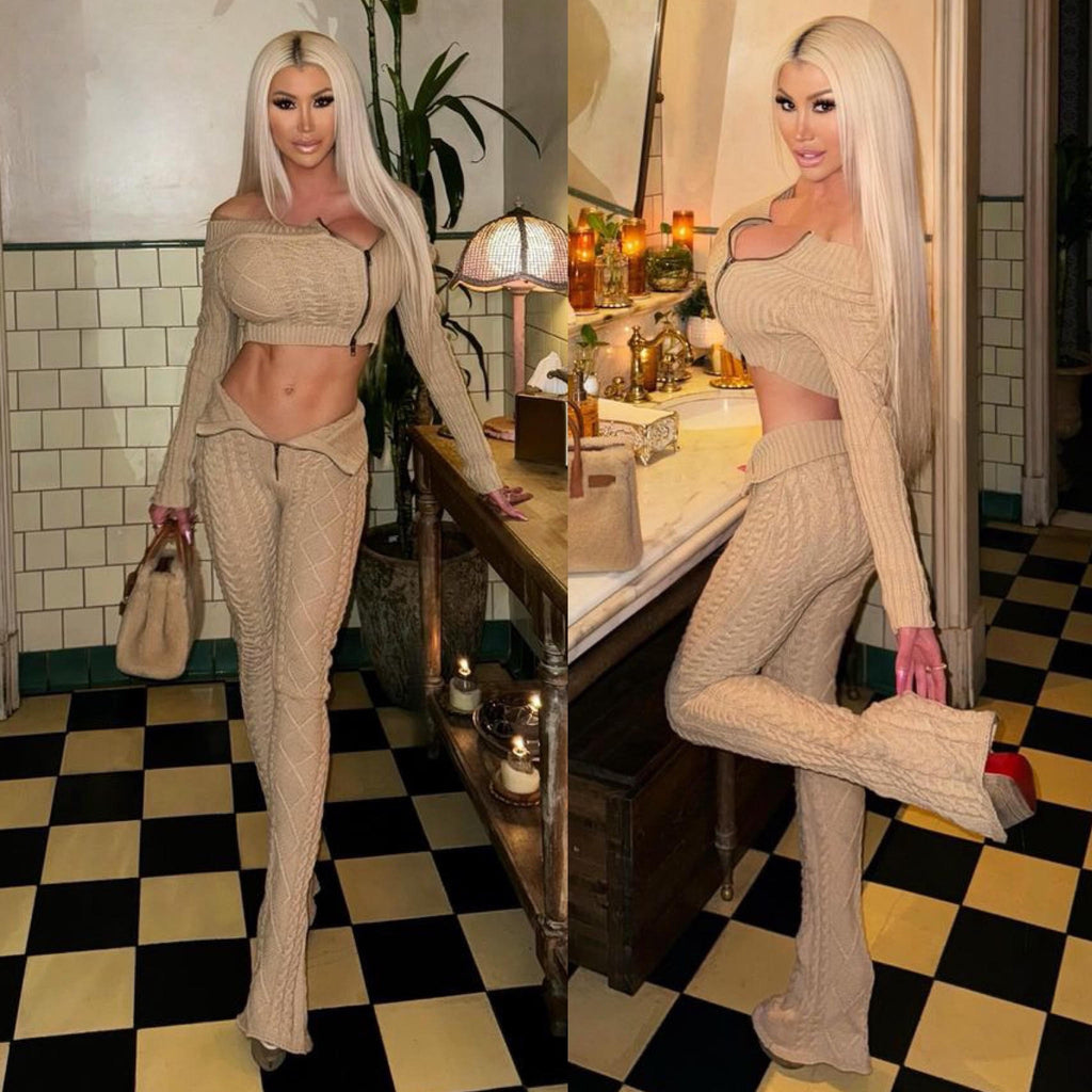 "LIMITED" Connie's "RICH WARM Cable Knit Sweater Set" Side ZIP Crop To ... "LIMITED" Connie's "RICH WARM Cable Knit Sweater Set" Side ZIP Crop To ...