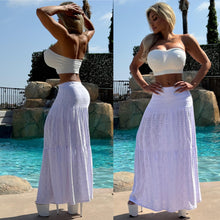 Connie's Embrace the charm of the WEST "LOW RISE, RICH STRETCH Eyelet Lace MAXI Skirt"... WHITE ... Made in USA