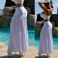 Connie's Embrace the charm of the WEST "LOW RISE, RICH STRETCH Eyelet Lace MAXI Skirt"... WHITE ... Made in USA