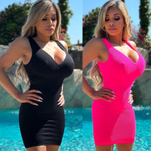 Connie's (TWO PACK) SEAMLESS Limitless Stretch Ribbed Tank Mini Dress 🌞 PINK & BLACK For Everyday head Turning💋💋💋