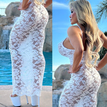 Connie's **LIMITED EXCLUSIVE** "RICH VIP WHITE PARTY MAXI" Semi Sheer STRETCH LACE, Unlined ... Made in The USA