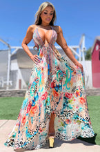 ***LIMITED*** Connie's LUX 🌴 Island BoHo Style, Island Butterfly, Flowers and Leopard  *Silk* High Low Maxi" With Hand Sewn 💎 Crystal Accents