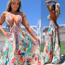 ***LIMITED*** Connie's LUX 🌴 Island BoHo Style, Island Butterfly, Flowers and Leopard  *Silk* High Low Maxi" With Hand Sewn 💎 Crystal Accents