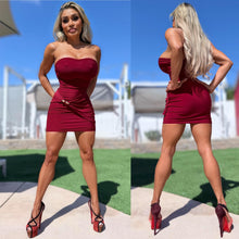 Connie's EXCLUSIVE "RICH STRAPPLESS GOLD ACCENT EVENING MINI" MERLOT 🍷 SHEEN, NO BRA NEEDED with DOUBLE FABRIC SUPPORT, Made in USA
