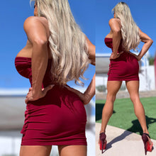 Connie's EXCLUSIVE "RICH STRAPPLESS GOLD ACCENT EVENING MINI" MERLOT 🍷 SHEEN, NO BRA NEEDED with DOUBLE FABRIC SUPPORT, Made in USA