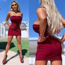Connie's EXCLUSIVE "RICH STRAPPLESS GOLD ACCENT EVENING MINI" MERLOT 🍷 SHEEN, NO BRA NEEDED with DOUBLE FABRIC SUPPORT, Made in USA