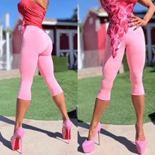 Connie's EXCLUSIVE!! MADE in USA!!! "PINK CAPRI LEGGINGS" Signature Double Fabric Construction