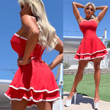 Connie's CUTE and Seductive 💋 "FITTED BANDEAU Tiered Ruffle Mini" Stretch Fabric, Side Zipper, NO SHORTS IN THIS MINI DRESS