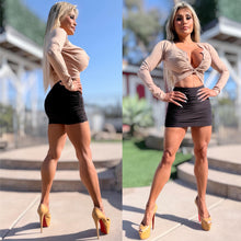 Connie's "RICH BLACK RUCHED MINI SKIRT" Double Layer SKIN TIGHT FULL STRETCH FABRIC...  Made in USA 💋