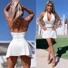 Connie's EXCLUSIVE "SMALLER DEEPER SEAMLESS Temptation Halter Top" NO UNDEWRBOOB SEAM, WHITE Double Fabric support, for use without a Bra, Made in USA