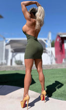 Connie's *EXCLUSIVE* "BACKLESS ADMIRAL GREEN SHEEN SIDE CLEAVAGE Mini" Top Shelf DOUBLE FABRIC SUPPORT, No Bra Needed  .... Made in USA