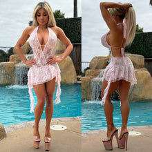 Connie's EXCLUSIVE "GARDEN of TIME Mini" PINK SEMI SEE Thru STRETCH Lace, Lightly Lined on top and Bottom, Made in USA!!!