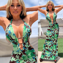 Connie's *LIMITED* "JADE FOREST PRINCESS Maxi" LINED STRETCH MESH, Adjustable Back and Neck Tie