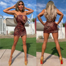 Connie's LIMITED EXCLUSIVE "LEOPARD and RIVETS Mesh Mini" Ruched Stretch Fabric, PeeP Chest, Tight Fit, Make it Short adjustable hem