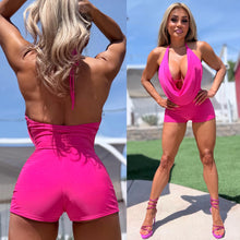 Connie's "RICH VIBRANT ISLAND PINK CLUB ROMPER" Great with Boots or Heels, DEEP COWL PLUNGER, Built in Chest Support, Made in USA