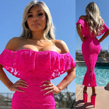 Connie's Made in USA!!! "NEON PINK MIAMI BEACH STRETCH FIT MAXI " STRETCH LACE & Stretch Fit Matching Lining, LIMITED ITEM!!!