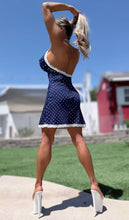 Connie's EXCLUSIVE & LIMITED "NAVY BLUE and WHITE CUTE SEDUCTIVE POLKA DOT Mini" SWING SKIRT Lower, Cute Stretch Lace Accent