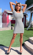 Connie's "SIMPLE SEXY STRETCH FIT MINI" Not Lined, Tight Stretch Fit, Ribbed WHITE & BLACK Striped