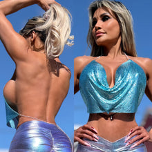 Connie's EXCLUSIVE!!! "H.A.F.  Booty Flash Shorts" Made in USA, IRIDESCENT BLUE LUST Rubberized Stretch Fit