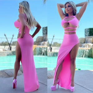 Connie's   Made in The USA 💯 "RICH $ SEDUCTIVE PINK Maxi" With EXTREME Thigh Cut, NOT for The SHY ...🔥🔥🔥
