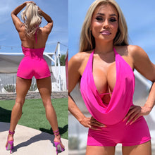 Connie's "RICH VIBRANT ISLAND PINK CLUB ROMPER" Great with Boots or Heels, DEEP COWL PLUNGER, Built in Chest Support, Made in USA