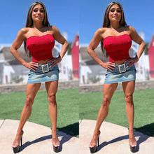 Connie's MADE in USA "SUMMERTIME SMOCKED Tube TOP" RED Full Stretch Fit and SUPPORT, NO BRA NEEDED Quality Constructed