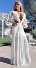 Connie's "PURE WHITE DAISY 🌴 Island Princess Maxi" Stretch Fit, Lined Upper and Lower, See thru Arms and Legs, One Thigh Opening🥂 Made in USA
