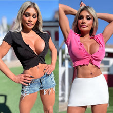 Connie's "RICH SLINKY BLACK & PINK TOPS" VERSATILE DRESS THEM UP or DOWN, 2 Pack Set, MADE in USA