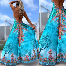 Connie's ***LIMITED*** "ISLAND LEOPARD FLOWERS and GREAT OAK TREE BLOSSOMS" SILKY RHINESTONE 💎 ACCENT RAYON High Low Maxi, Eye Hook Opening Back and Chest, Cinchable tie front