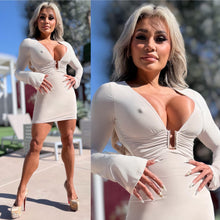 Connie's "SMASHING MELONS WHITE STONE LOUNGE GIRL Mini" RICH GOD CHEST ACCENT, and Bell Sleeves ... Made in the USA