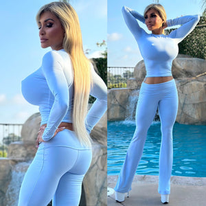 Connie's "LIMITED EXCLUSIVE" TRUE BLUE Sexy & Sporty Athleisure Set, SIGNATURE DOUBLE FABRIC Top and Leggings , Made in the USA