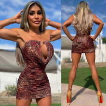 Connie's LIMITED EXCLUSIVE "LEOPARD and RIVETS Mesh Mini" Ruched Stretch Fabric, PeeP Chest, Tight Fit, Make it Short adjustable hem