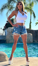Connie's "Island BoHo 🏝️" Loose Fit High Waist DESTROYED Blue JEAN Shorts ...  Zip Front closure & Working Pockets