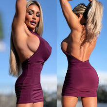 Connie's *EXCLUSIVE* "BACKLESS RED RED WINE 🍷 SHEEN SIDE CLEAVAGE Mini" Top Shelf DOUBLE FABRIC SUPPORT, No Bra Needed  .... Made in USA