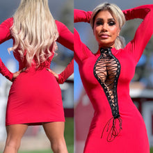 Connie's "OPEN LACE UP CHEST Mini" RED With Black Trim and adjustable Lace, FULL STRETCH FIT!!!