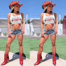 Connie's LIMITED!!! "WILD WEST RODEO SHOW" VINTAGE LOOK Graphics, WHITE SOFT STRETCH TIGHT FIT Top