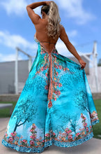 Connie's ***LIMITED*** "ISLAND LEOPARD FLOWERS and GREAT OAK TREE BLOSSOMS" SILKY RHINESTONE 💎 ACCENT RAYON High Low Maxi, Eye Hook Opening Back and Chest, Cinchable tie front