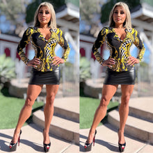 Connie's EXCLUSIVE SEMI SHEER "FITTED GOLD LEAF Top" RICH Partial Button Down PullOver Top, Nice Stretch