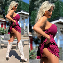 Connie's EXCLUSIVE & LIMITED "Irresistible ❤️ DEEP RED Mini" PEEP CHEST, Adjustable Halter, Ruffle Mini, Made in The USA