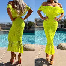 Connie's Made in USA!!! "NEON YELLOW MIAMI BEACH STRETCH FIT MAXI " STRETCH LACE & Stretch Fit Matching Lining, LIMITED ITEM!!!