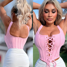 Connie's  "RICH SMASH ME PINK CORSET TOP"  ADJUSTABLE Lace Up Front, To Smash and Lift Perfectly,Light Flex Boning, NO Zippers