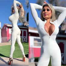 Connie's EXCLUSIVE "PURE WHITE Zip Front Jumpsuit" Double Fabric Support, No Bra Needed ... Made in USA