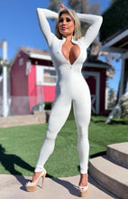 Connie's EXCLUSIVE "PURE WHITE Zip Front Jumpsuit" Double Fabric Support, No Bra Needed ... Made in USA