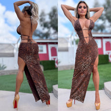 Connie's LIMITED EXCLUSIVE "EXOTIC LEOPARD MAXI" OPEN CHEST, Open Back, SOFT Stretch Fabric, Infinite Tie adjustments