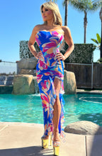 Connie's ***LIMITED*** "Sophisticated ISLAND Floral Maxi" STRETCH MESH, Open Thigh, Strapless Perfection