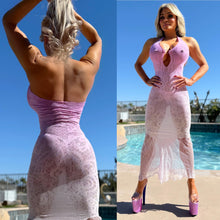 Connie's "SCANDALOUS POOL PARTY RICH Ombre FLORAL MESH MIDI" Semi Sheer Extreme Stretch Fabric, Matching Panties