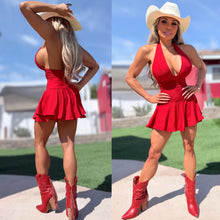 Connie's VERY LIMITED "NAUGHTY MARILYN 😈 SUPER SHORT SHORT CLUB MIN" RED Double Ruffle with Built in Shorts, Made in USA