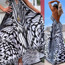 Connie's ***LIMITED*** "HIDDEN WHITE MONARCH 🦋 and HIBISCUS 🌺" SILKY RHINESTONE 💎 ACCENT RAYON High Low Maxi, Eye Hook Opening Back and Chest, Cinchable tie front