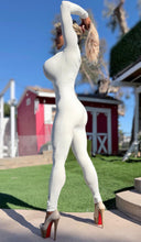 Connie's EXCLUSIVE "PURE WHITE Zip Front Jumpsuit" Double Fabric Support, No Bra Needed ... Made in USA