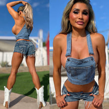 Connie's LIMITED CUSTOM EXCLUSIVE "VINTAGE OVERALLS BLUE Denim TANK TOP" CUSTOM Tailoring, Adjustabe Shoulder straps, Pull Over Stretch fit